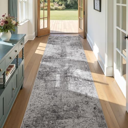 DMOYEST 3x10 Washable Runner Rug for Hallway: Soft Neutral Modern Abstract Low Pile Rug Indoor - Carpet for Bedroom Dining Room Kitchen Entryway - Grey - Image 4