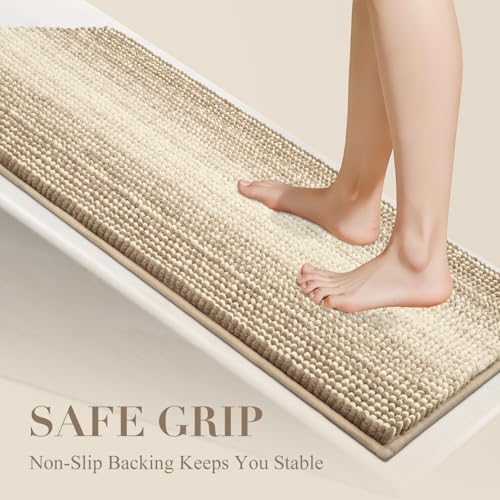 BSICPRO Bathroom Rugs, 17x24 Chenille Bath Mats, Tan - Image 4