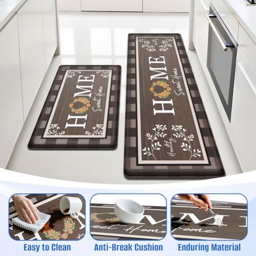 Kitchen Mats 2PCS, Anti Fatigue Rugs, 17.3x30+17.3x47.2in,Brown - Image 5