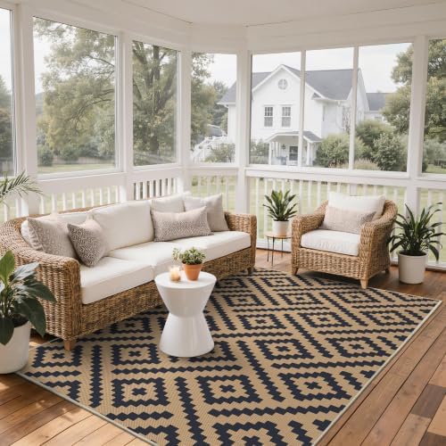 GENIMO Outdoor Rug, Waterproof Plastic Rugs for Patio, 5'x8' Black Cocoa - Image 4