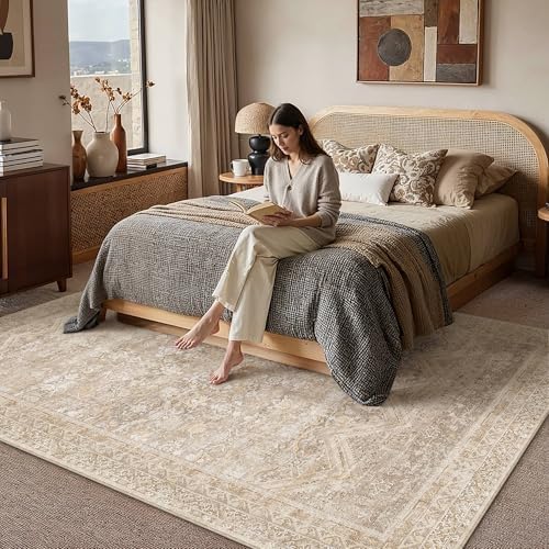 HUGEAR 6x9 Area Rugs Retro Beige Washable Rug - Image 2