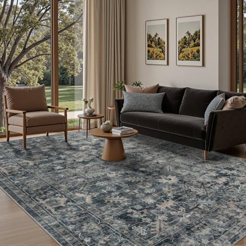 Rugxara Area Rugs 5x7 Washable Rug for Living Room Bedroom, Blue Rug - Image 3