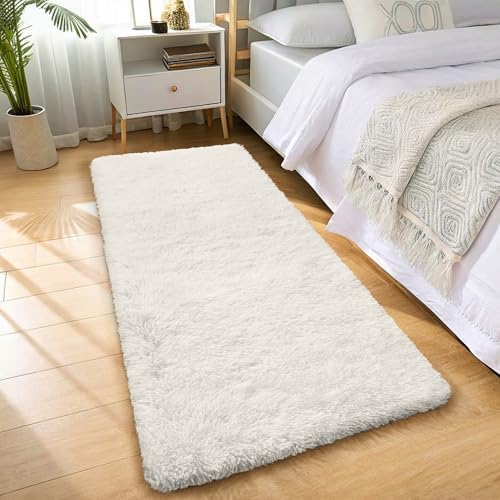 OLANLY 2x5 Machine Washable Runner Rugs for Hallway, Soft Fluffy Shaggy Bedside Rugs for Bedroom, Living Room, Indoor Floor Carpet for Kids Girls and Boys, Nursery Rooms, Home Decor Aesthetic, Ivory - Image 5