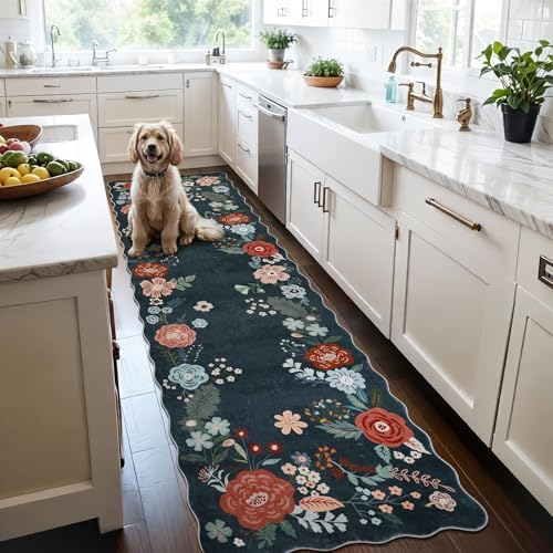 Washable Rug Runner, 3x8 Carpet Runners for Hallway, Ultra Soft Water Resisitant Floor Mat for for Living Room, Entryway, Bedroom, Bathroom, Water Resisitant and Easy to Clean, Dark Green by Homcomoda