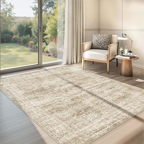 4x6 Area Rug for Entryway,Washable Kitchen Rug,Brown by Restydon