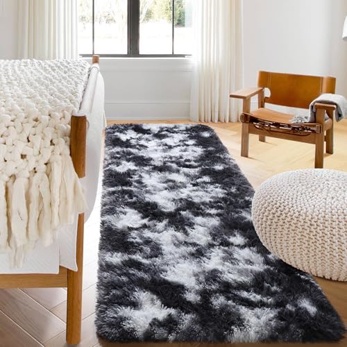 Runner Rugs for Bedroom Living Room, Fluffy 2x6 Black and White Area Rug - Image 6