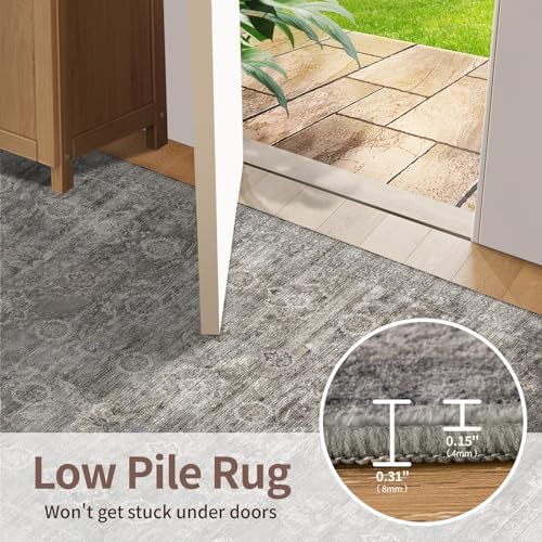 Rugxara 4ft Round Rug Washable Circle Area Rug for Living Room, Grey/Taupe - Image 6