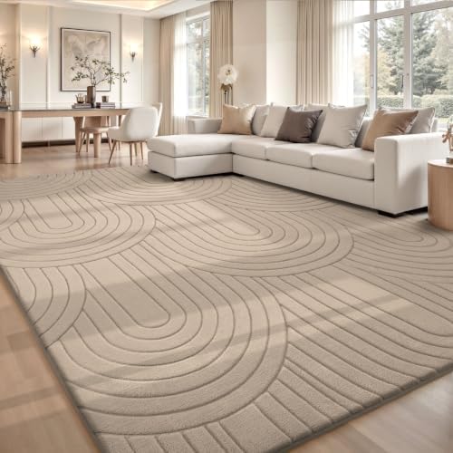 Sour Lemon 8x10 Area Rugs for Living Room Bedroom, Large Carpet Rug Taupe by SourLemon