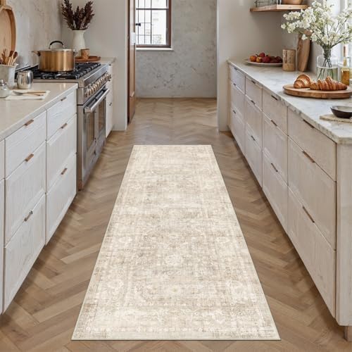 2x5 Beige Neutral Kitchen Hallway Runner Rug by WondRg