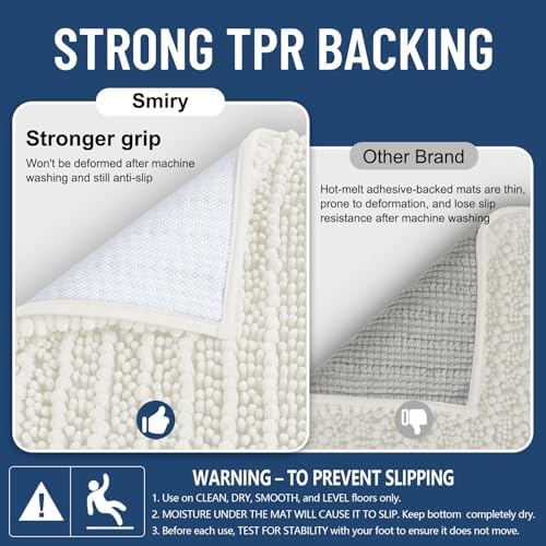 Smiry Bathroom Rugs 30X20, Extra Soft Rubber Backing Chenille Bath Mats - Image 4