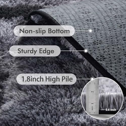 8x10 Ft Extra Large Shag Rugs for Living Room, Tie Dyed Ultra Soft Fluffy Furry Area Rugs for Bedroom Indoor Floor, Aesthetic Carpet for Kids Home Decor Black - Image 5