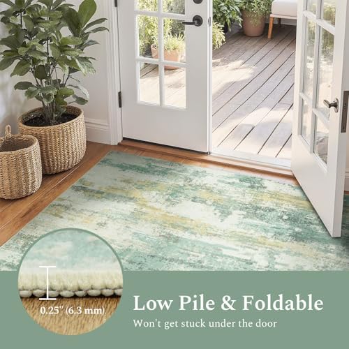 Rugflix 8x10 Area Rugs for Living Room, Washable Light Green Large Rug - Image 5