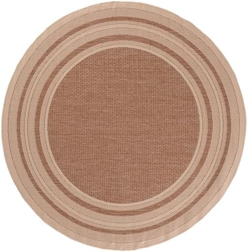 SAFAVIEH Courtyard Outdoor Round Rug 5'3", Dark Beige & Beige CY8475-39321 - Image 2