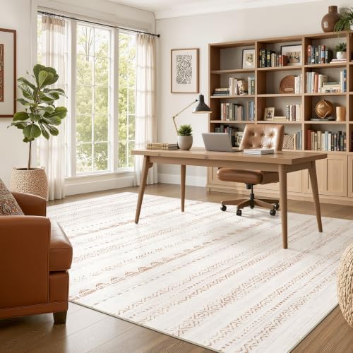 Nakagishi Boho 11x15 Area Rug Living Room Rugs Machine Washable Brown - Image 5