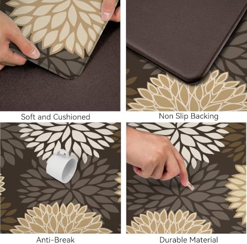 Kitchen Mats Set of 2 Cushioned Anti Fatigue Kitchen Rugs Non Slip Waterproof Runner Memory Foam Kitchen Floor Mat Comfort Standing Mat for Sink, Office, Laundry, Drak Brown - Image 4