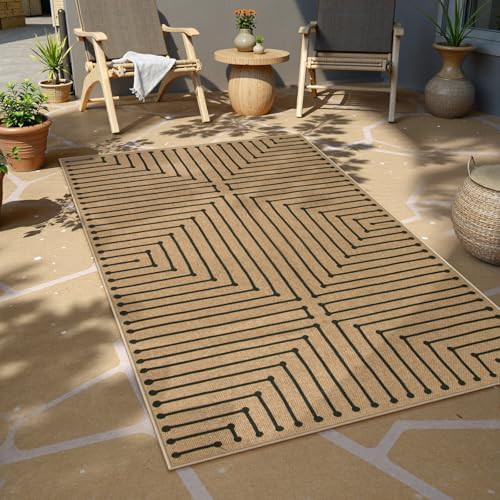 Lahome Neutral 3x5 Outdoor Rug, Black Easy Jute Entry Front Door Rug - Image 2