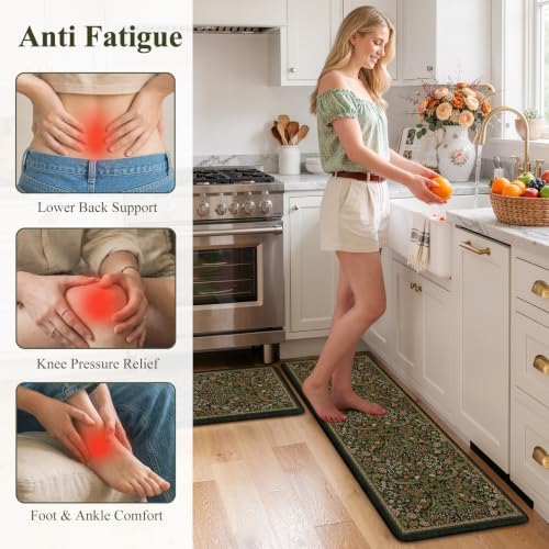 Collive Kitchen Rugs Sets of 2, Padded Kitchen Floor Mats-20"x71"+20"x32" - Image 5