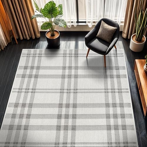 CAMILSON Easy Jute Rug 8x10, Indoor Outdoor Off-White Color Fiber Area Rugs for Entry, Living Room and Bedroom Rug, Checkred Boho Woven Design, Easy-Cleaning, Washable Outside Carpet (8 x 10) by CAMILSONIndoorOutdoorAreaRugs