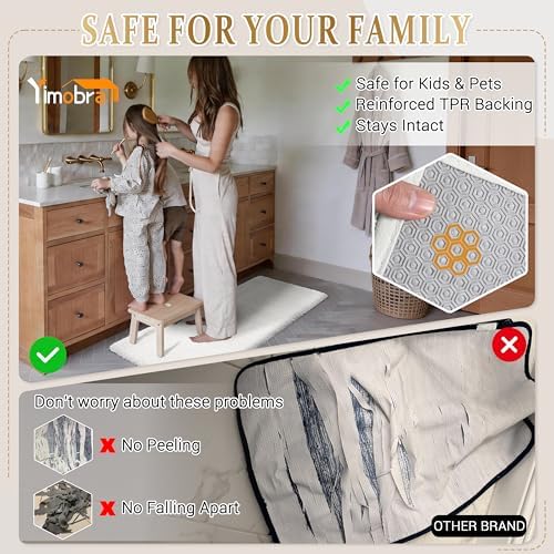 Yimobra Bathroom Runner Rug Non Slip Washable 56x24, Bath Mat, Off White - Image 4