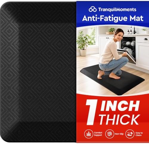 1" Extra Thick Anti Fatigue Kitchen Mats for Floor Standing Desk Mat, Black by Unknown