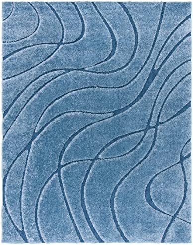 SAFAVIEH Florida Shag Rug 9'6"x13', Soft Plush Light Blue & Blue SG471-6065 - Image 2