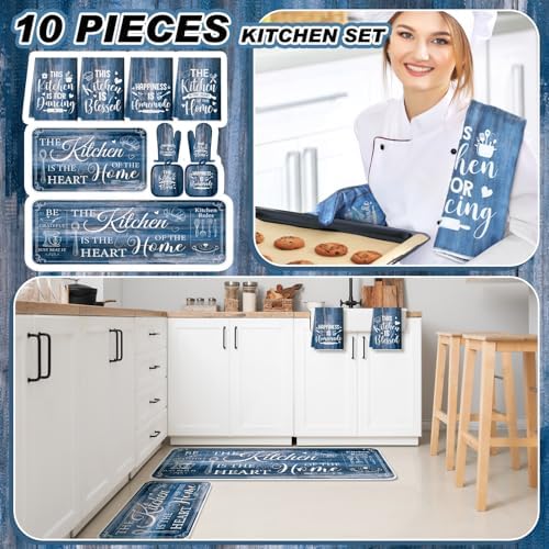 Fourluoo 10 Pcs Blue Kitchen Decor and Accessories Set - Image 2