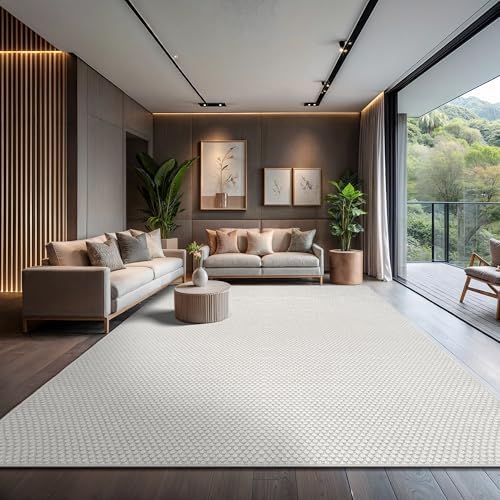 CAMILSON Easy Jute Rug 8x10, Indoor Outdoor Off-White Farmhouse Area Rugs for Living Room Patio and Kitchen Rug, Solid Woven Design, Easy-Cleaning, Non Slip Washable Outside Carpet (8 x 10) by CAMILSONIndoorOutdoorAreaRugs