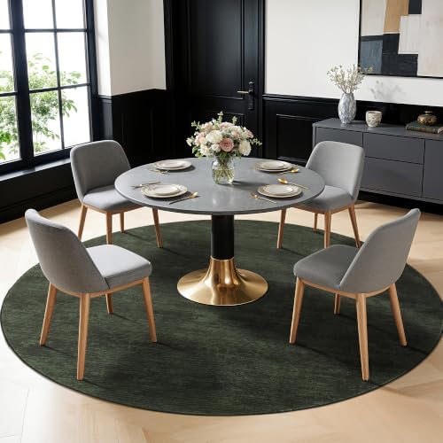 8 FT Washable Rug, Dark Green Solid Round Rugs for Living Room & Bedroom - Image 3