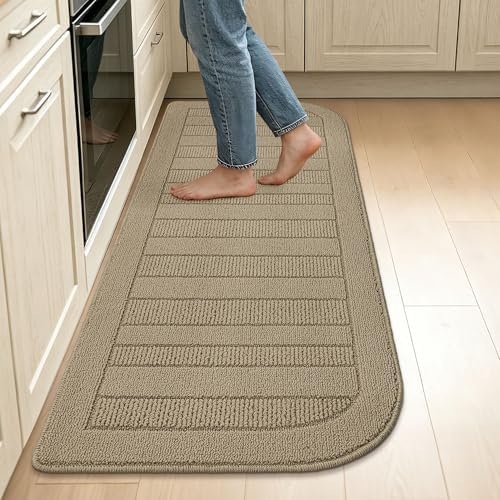BEQHAUSE 24x60 in Kitchen Rugs Non Slip Washable Kitchen Runner Rug, Beige by BEQHAUSE