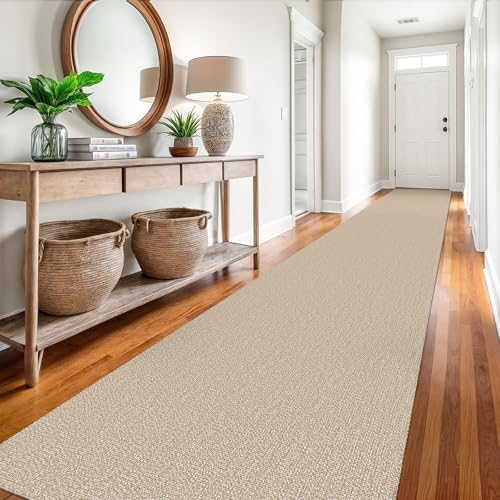EARTHALL Washable Runner Rug, Non Slip Hallway Runner, 3x18 Ft, Sand/Beige - Image 5