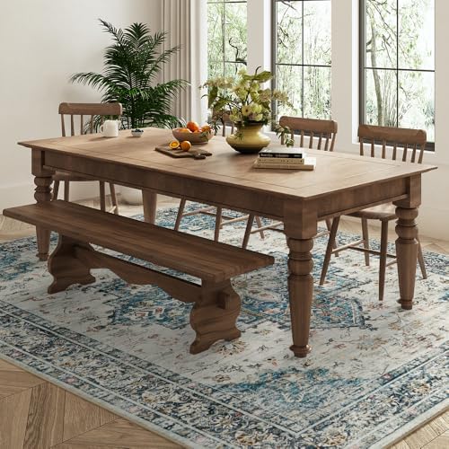 6x9 Blue Washable Area Rug for Living Room, Vintage Print - Image 4
