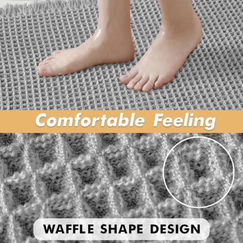 MIULEE Set of 2 Waffle Bathroom Runner Rugs Light Grey 2'x4'(24"x48") - Image 5