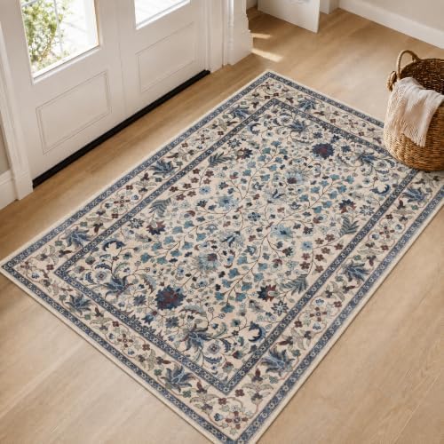 Small 2x3 Rug Boho Washable Area Rug for Entryway Door Mat, Beige by LLRULLGS