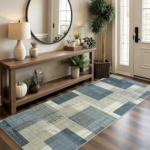 Washable 2x6 Runner Rug for Hallway Kitchen Bedroom, Blue - Image 3