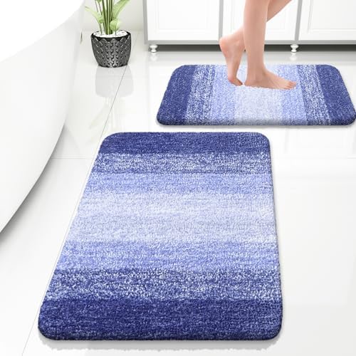 OLANLY Micorfiber Bathroom Rug Set 2 Piece, Soft Bath Mats, Blue-Violet by OLANLY