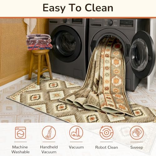BESTSWEETIE 5'x8' Washable Area Rug for Living Room Bedroom Cream/Camel - Image 3