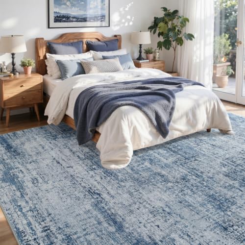 4x6 Ft Abstract Washable Area Rugs for Living Room Blue - Image 4