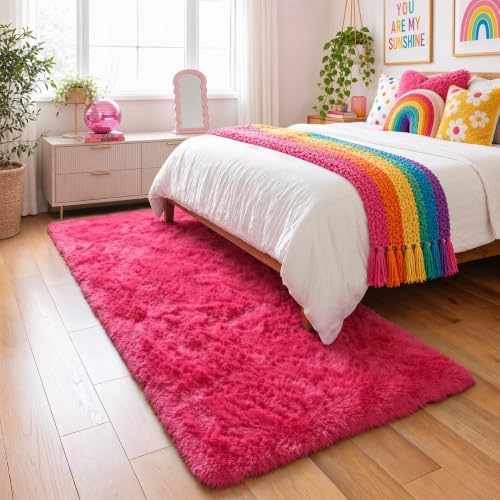 Cute Runner Rugs for Hallway 2' x 6' Super Soft Hot Pink Girls Bedroom Rugs - Image 5