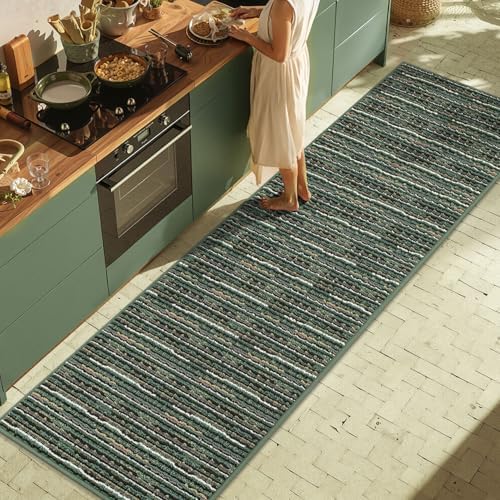 BSICPRO Kitchen Runner, 24"x79" Kitchen Mats for Floor, Green by BSICPRO