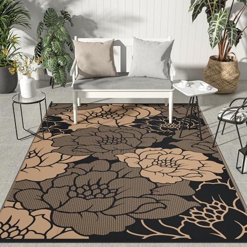 GENIMO Outdoor Rug, Waterproof Plastic Rugs for Patio, 8'x10' Raven Brown by GENIMO
