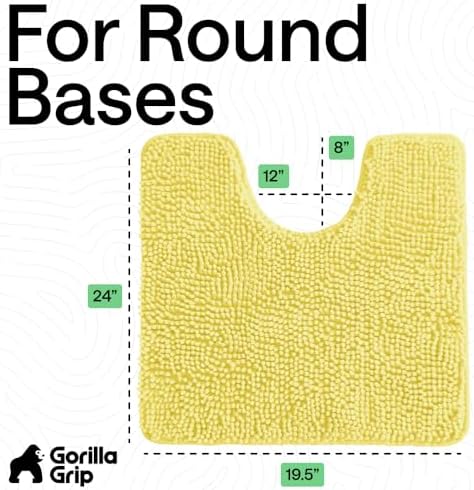 GORILLA GRIP Chenille Bath Rug Mat for Oval Toilet Base, 24x19 Yellow - Image 2