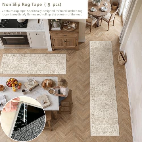 2 Piece Beige Neutral Kitchen Rug Set - Image 4