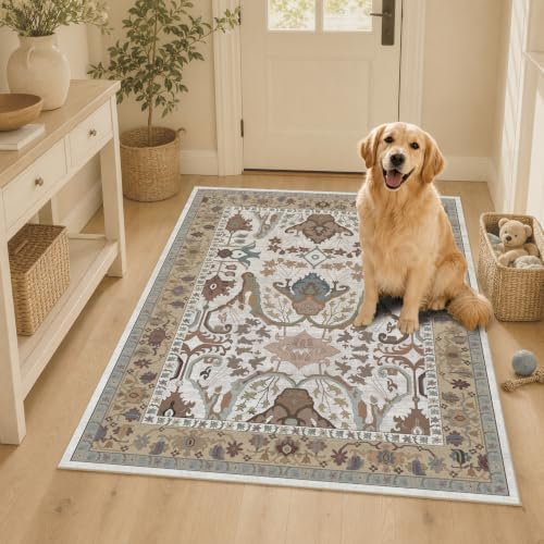 Area Rug Living Room Rugs 4×6 Washable Floral Rug - Image 5