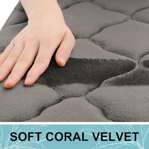 OLANLY Memory Foam Bath Mat Rug 30x20, Ultra Soft Bathroom Rugs, Taupe - Image 2