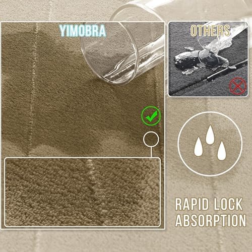 Yimobra Memory Foam Bath Mat, Super Soft Absorbent Bathroom Rug Non Slip, Quick Dry, Machine Washable Floor Carpet for Tub Shower, Home Decor Accessories, 24x17, Light Tan - Image 5