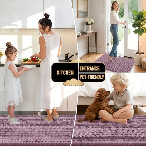 OLANLY Thick Chenille Absorbent Bathroom Rugs Mat 30x20, Deep Plum - Image 6