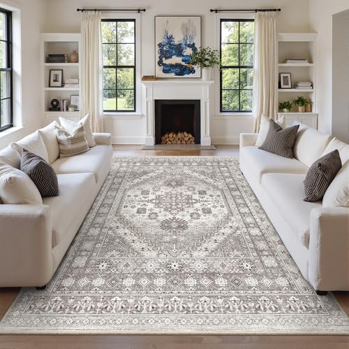 zesthome 9x12 Area Rugs for Living Room,Large Washable Rug,Brown by Zesthome