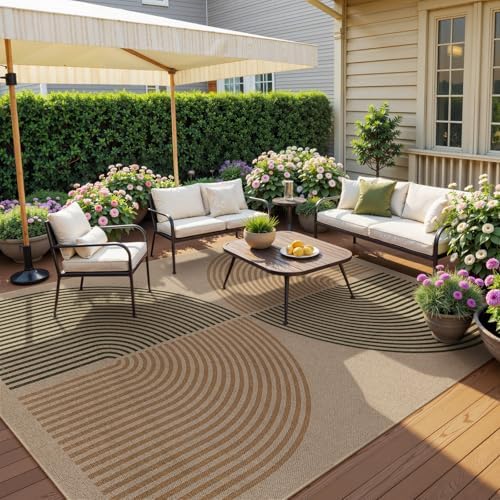 Lahome Modern Rainbow Easy Jute Rug, 6x9 Rug for Living Room Washable Indoor Outdoor Patio Rug, Farmhouse Rug for Bedroom Non Slip Contemporary Carpet for Backyard Deck Office Decor - Image 7