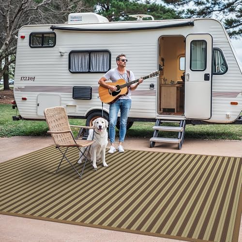 GENIMO Outdoor Rug, Waterproof Plastic Rugs for Patio, 6'x9' Brown Greige - Image 4
