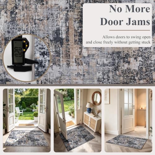 Sasttie 2x3 Entryway Area Rug, Modern Abstract Small Carpet, Black & Cream - Image 4